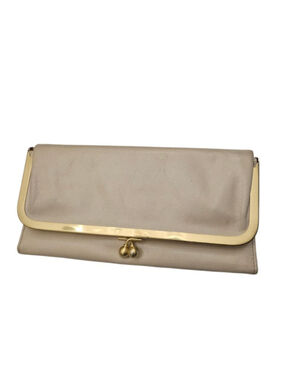 Hobo Beige Leather Clutch Wallet One Size